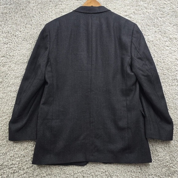 Hart Schaffner Marx Sport Coat‎ Mens 42R Black Blue 3 Button Wool No Vent Office - Picture 10 of 16